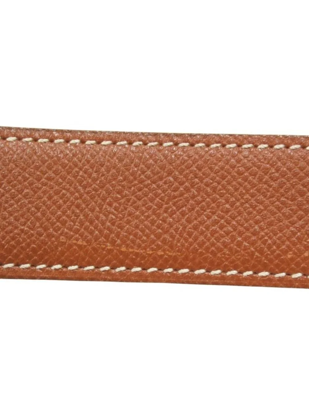 Hermes Horse Buckle Belt Courchevel Leather Vintage 72 Brown